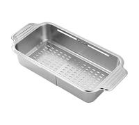 Escurridor de platos ajustable sobre el fregadero, 2.75 x 13.77 x 6.29 pulgadas, cesta multifunción con tapón, colador para lavar, cocina, preparación de alimentos, hogar, encimera de baño, uso de