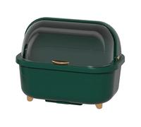 Escurridor de Platos con Tapa Caja de Secado de Platos de Plástico Escurridor de Platos Multifuncional para Ahorro de Espacio para Accesorios de Cocina (L verde)