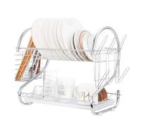 Escurridor de platos de 2 niveles, estantería de platos, organizador de metal, soporte de almacenamiento para Cocina, cesta chapada