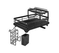 Escurridor de Platos de Acero Al Carbono con Escurridor, Organizador de Fregadero, Estante Colador de Platos para Almacenamiento en la Encimera de la