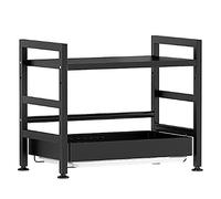 Escurridor de platos de doble nivel con soporte ajustable de 55 mm, incluye bandeja de goteo y soporte para sils, organizador de cocina que ahorra espacio, negro, 57 x 35 x 48 cm