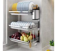 Escurridor de platos Plato de acero inoxidable estante de la pared libre del sacador Colgando cocina for guardar ESCURREPLATOS Caja de almacenamiento en rack rack de drenaje escurridor de platos para