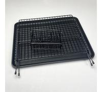 Escurridor de platos plegable de 2 niveles con bandeja de drenaje y soporte para palillos, organizador de cocina que ahorra espacio para platos, cuencos, tazas, tablas de cortar