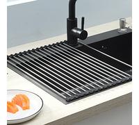 Escurridor de platos plegable extragrande de acero inoxidable de 40 x 50 cm, portátil, multiusos, para cocina, diseño que ahorra espacio y es fácil de limpiar