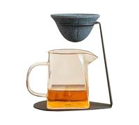 Escurridor de té - Colador de café de cerámica, gotero sin papel con soporte de metal moderno, colador de té y café reutilizable de hojas sueltas, cafeteras microporosa sostenible para el hogar,