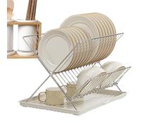 Escurridor De Vajilla De Metal - Escurridor De Vajilla De 2 Niveles, Bandeja Colector De Agua Desmontable | Organizador De Secado Plegable | Escurridor De Cocina Plegable Para Cubiertos Platos Cuencos