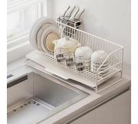 Escurridor para platos: acero al carbono resistente al óxido, solución de almacenamiento de cocina duradera y elegante para organización de encimeras