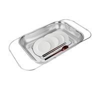 Escurridor telescópico de acero | Utensilio de cocina ajustable de malla fina para escurrir frutas, arroz, pasta y verduras. Fácil de limpiar y simplifica la preparación de