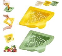 Escurridor triangular magnético para fregaderos, colador de esquina multifuncional para residuos de cocina, frutas, verduras y para el filtro y accesorios de cocina, cesta de basura de ABS (amarillo +