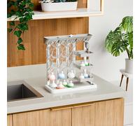 Escurridor vertical para 20 botellas - Escurridor compacto que para botellas de agua, tazas y piezas, soporte compacto para cocina, de trabajo o estación de secado de bar