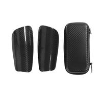 Escurridores de espinilleras de fútbol de Fibra de Carbono para niños, Protectores Ligeros de espinillas con Bolsa de Almacenamiento, diseño ergonómico y Resistente a Impactos para (Metro)