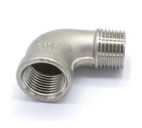 ESDUAIOP Conector de codo de 90 grados de acero inoxidable 304 con rosca hembra a macho BSP de 1/2" for tubería de agua, aceite y aire