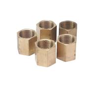 ESDUAIOP Lote de 5 accesorios de tubería de latón con rosca hembra BSP de 3/8", conector de varilla con tuerca hexagonal y puerto completo