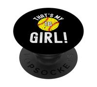Ese es mi niña número de softbol #16 PopSockets PopGrip Adhesivo