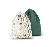 Esembly Ditty Bag Duo - Bolsas impermeables para pañales de tela, accesorios para bebés desordenados, trajes de baño, ropa de gimnasio, artículos de tocador y aperitivos - Fantásticos hongos y bosque