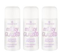 Esence milky Glaced Liquid Primer, transparente, hidratante, suavizante, nutritivo, natural, vegano, sin parabenos, sin micropartículas de plástico, sin nanopartículas, 3 unidades (3 x 50 ml)