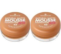 Esence Natural Matte Mousse Foundation, n.º 43, nude, mate, mate, vegano, sin perfume, sin alcohol, sin conservantes, 1 unidad (16 g) (Paquete de 2)
