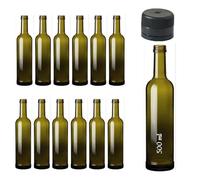 Esencia Andalusí Botellas Vacías de Vidrio, 500 ml, Bordo Eco, con Tapón Negro Hermético Antigoteo, para Vino, Licor, Aceite, Cerveza, 28 cm de Alto, 6,4 cm de Diámetro, Cristal Oscuro (6 Unidades)
