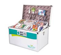 Esencial liviano y conveniente para el hogar y botiquín de primeros auxilios de 2 capas Estuche para gabinete Kits de emergencia médica portátiles de aluminio Botiquín de supervivencia para terre