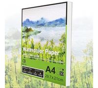 ESENG® Papel de acuarela premium DIN A4, 100% algodón, 30 hojas, 300 g/m², blanco, bloc de acuarela, papel para acuarela, dibujo, pintura