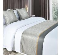 Eseriallen Camino de cama de lujo de calidad hotelera, color gris claro, 210 x 50 cm, para cama de 1,5 m, tela elegante y cómoda con cojines a juego, sin arrugas y acabado premium