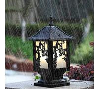 ESESE Farola de jardín, farola Moderna con Pedestal for Patio, E27, lámpara Escritorio Exterior Aluminio Fundido a presión, Entrada Vidrio(Black)