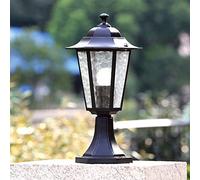 ESESE Farola de jardín, lámpara Columna for Puerta Patio Exterior, Metal, E27, Negra, Resistente al Agua, for césped, Vintage, for Valla, bolardo, decoración Parque, Entrada