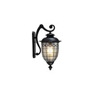 ESESE Farola de jardín, lámpara Pared Cristal Antiguo, Decorativa Aluminio E27, luz LED for Patio, Pasillo, Poste(Black)