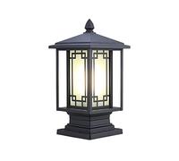 ESESE Farola de jardín, lámpara Pilar for Exteriores, Estilo Chino, Tradicional, E27, Impermeable, Aluminio Fundido a presión, Columna Vidrio, Pedestal Cuadrado, for, Villa, 6 Unidades(6.1in)