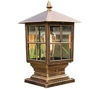 ESESE Farola de jardín, Pilar Cuadrado Aluminio for paisajismo, lámpara Poste Retro con Tapa Vidrio Transparente, estigma, E27(Bronze)