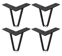 ESESE Juego de 4 Patas metálicas for Muebles, Resistentes, Dos Varillas Negras, con Protector Suelo Goma(Black,12cm/4.72in)