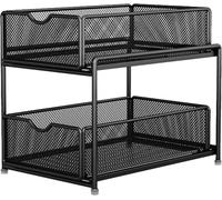 ESESE Organizador extraíble de 2 Niveles for Debajo del Fregadero (36 x 25 cm), Ideal for baño y Cocina con diseño de Rejilla Hueca, Estante for Ahorrar Espacio, solución de Almacenamiento(46x25cm)