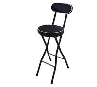 ESESE Portable High Chair Seat,Folding Bar Stool with Backrest, Cushioned Counter Height, Padded with Footrest For Kitchen, Cafe, Bistro(Black,60cm/24inch)