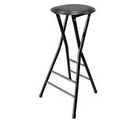 ESESE Silla Alta portátil, Taburete de Bar Plegable sin Respaldo, Silla Cocina Redonda con reposapiés, Compacto Negro for Comedor, Exteriores y Eventos(Black,Counter 60cm/24in)