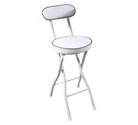 ESESE Silla Alta portátil, Taburete Plegable tapizado de Metal, Altura mostrador 100 kg, con Respaldo y reposapiés, Ideal for Salas Juegos oficinas(White,70cm)