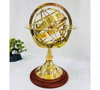 Esfera armilar de metal grande para decoración de mesa, globo náutico de astrolabio marítimo dorado, esfera armilar de latón antiguo, decoración de astrolabio (latón (15 pulgadas)