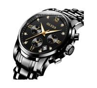 (Esfera completamente negra) Relojes para hombre, marca de lujo, reloj de cuarzo clásico, cronógrafo