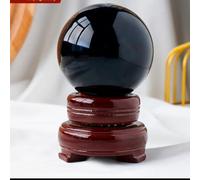 Esfera de bola de cristal de obsidiana para decoración de escritorio con base de madera, ideal para oficina en casa, meditación o regalo