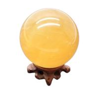 Esfera de cristal de cuarzo calcita amarillo natural, bola cristal riqueza