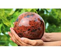 Esfera de piedra metafísica curativa de cristal de obsidiana de caoba azul natural grande pulido (145 mm)