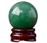 Esfera decorativa de cuarzo fresa verde, adorno de bola de cristal natural