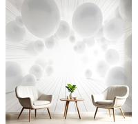 Esfera Flotante Papel Tapiz Fotográfico, Papel Pintado Pared Dormitori 300Anx210Al cm, Fotográfico Decorativo Pared Futuro Abstracto 3D, Mural Tela de Seda Blanco, Antiestático