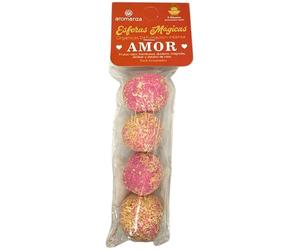Esferas Mágicas Amor Aromanza Argentina - 4 bombitas defumación Frutos Rojos, Frambuesa, Durazno, Magnolia, Almíbar y Rosa - HOSTENATURA