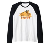 Esfinge Giza Pirámide Faraón Acuarela Egipto Viajes Camiseta Manga Raglan