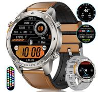 ESFOE Militar Reloj Inteligente Hombre GPS,1.43" AMOLED Smartwatch Hombre con 5ATM&IP69K Impermeable,45 Días Larga Batería,Altitude y Brújula,170+Deporte Modos Smartwatch con Llamadas Bluetooth Piel