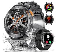 ESFOE Reloj Inteligente Hombre, 1.43" AMOLED Smartwatch Hombre Militar con LED Linterna/530mAh/5ATM Impermeable/Llamadas/120 Modos Deportivos/Pulsómetro/Podómetro Android iOS Negro