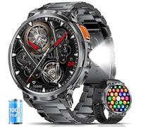 ESFOE Reloj Inteligente Hombre Militar con 1000mAh/LED Linterna,1.85” Grandes Smartwatch Hombre Llamadas,5 ATM Impermeable/130+ Modos Deportivos/Pulsómetro,Pulsera Actividad Android iOS Carbón Mate