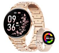 ESFOE Reloj Inteligente Mujer, 1.43''AMOLED Diamond Smartwatch Mujer con Llamadas, Monitor de Ritmo Cardíaco y Sueño,SpO2, 121 Modos Deportivos IP68 Impermeable Pulsera iOS Android Oro Rosa