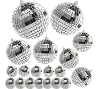 Esforzarse 19 Bolas de Discoteca Colgantes Plateadas, Bola de Discoteca Clásica, Pequeña Bola de Espejo, Disco Bola de Discoteca para Colgar Disco Ball para Cumpleaños, Fiesta Temática(10/8/6/4/2cm)