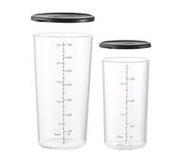 ESGE 7150 - Juego de vasos de cristal de borosilicato (400 ml/700 ml) para resistencia extrema al calor, apto para microondas y lavavajillas, tapa de silicona